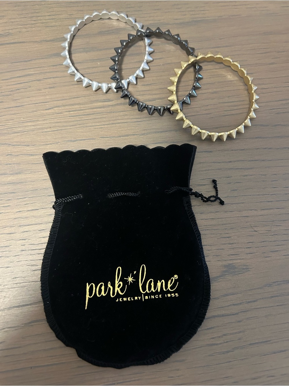 Park Lane Spike Bangle Trio - Gold, Silver, Black